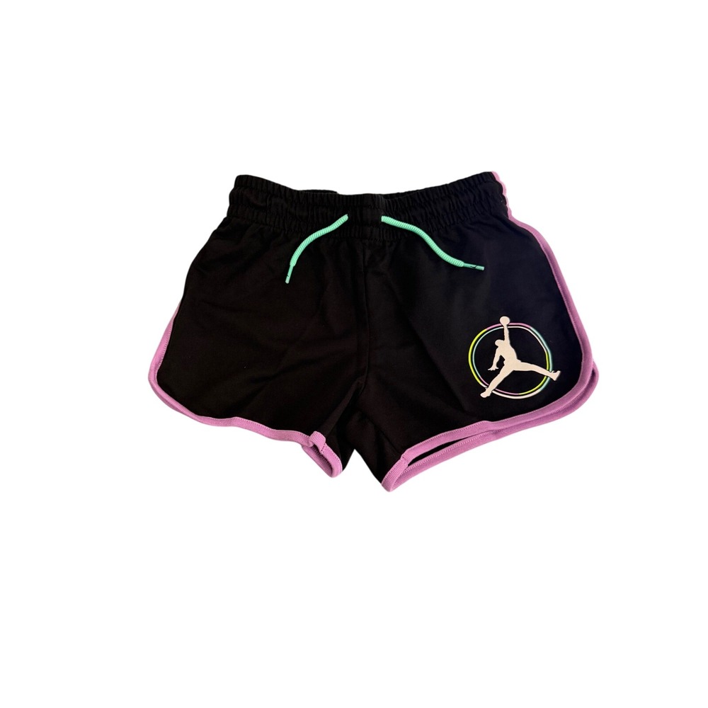 Jordan Girls' Js Are For Girls French Terry Shorts Black Pink Size M